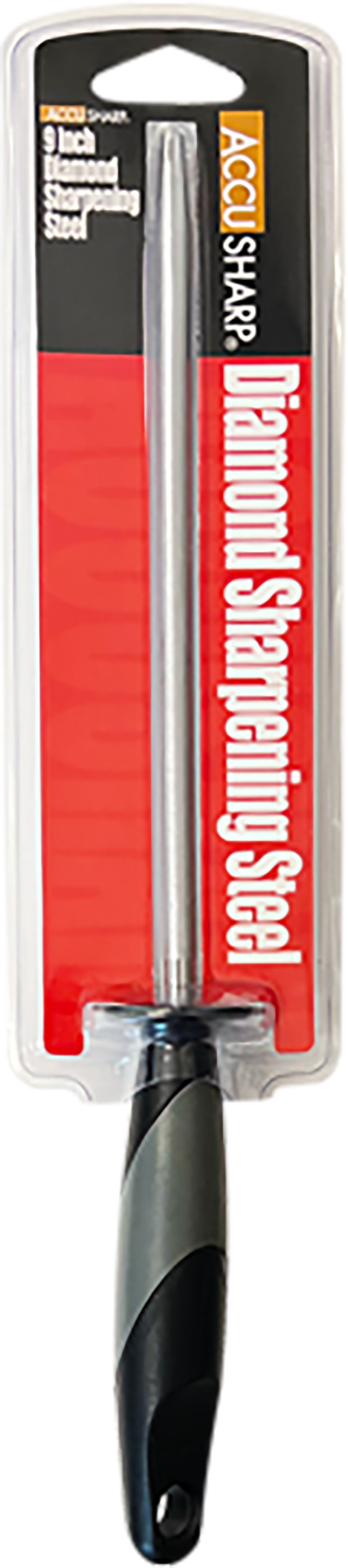 Accusharp 034C Sharpening Steel 9" Diamond Steel Black Overmolded Rubber Handle — view 2