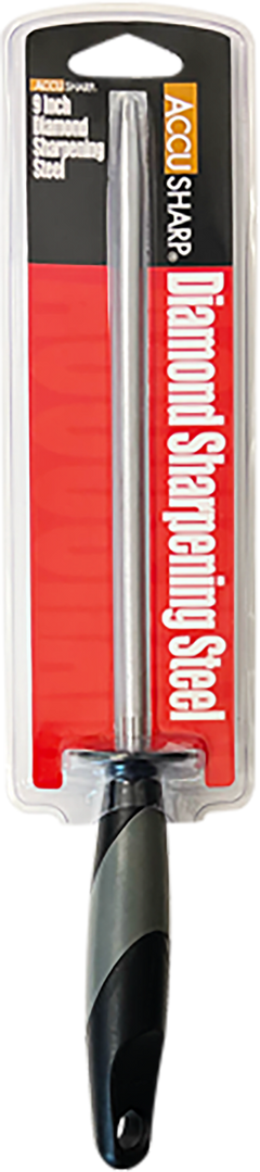 Accusharp 034C Sharpening Steel 9" Diamond Steel Black Overmolded Rubber Handle — view 2