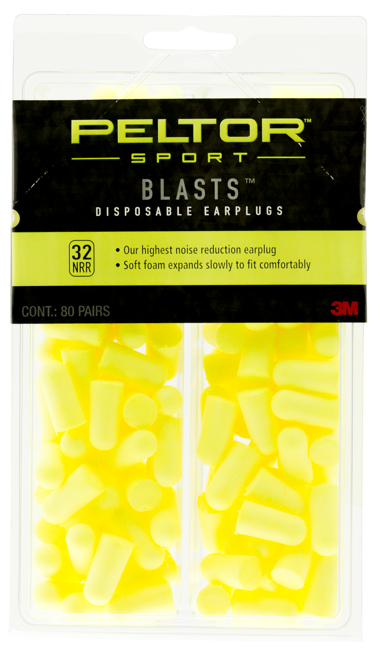 3M Peltor Sport Blast Earplugs Foam 32 dB NRR In The Ear Yellow 80 Pair — view 2