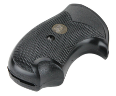 Pachmayr Compact Grip Checkered Black Rubber w/Finger Grooves S&W J Frame Round Butt — view 2