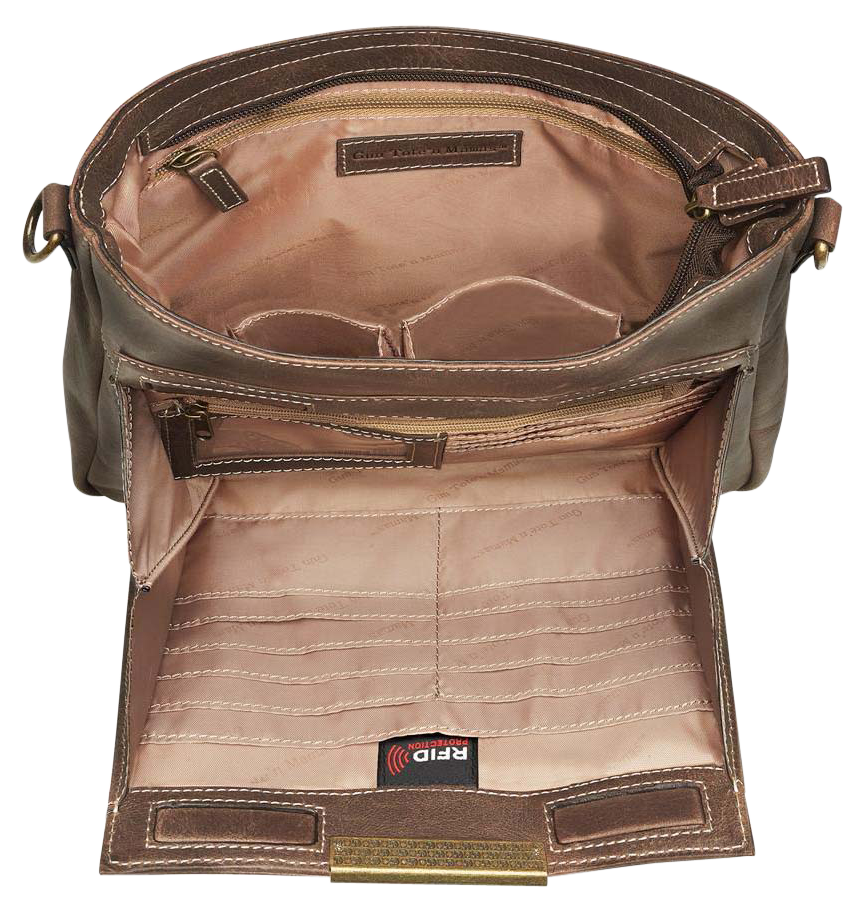 GTM GTM-CZY/98 Slim Crossbody Brown Leather Concealment Purse — view 2