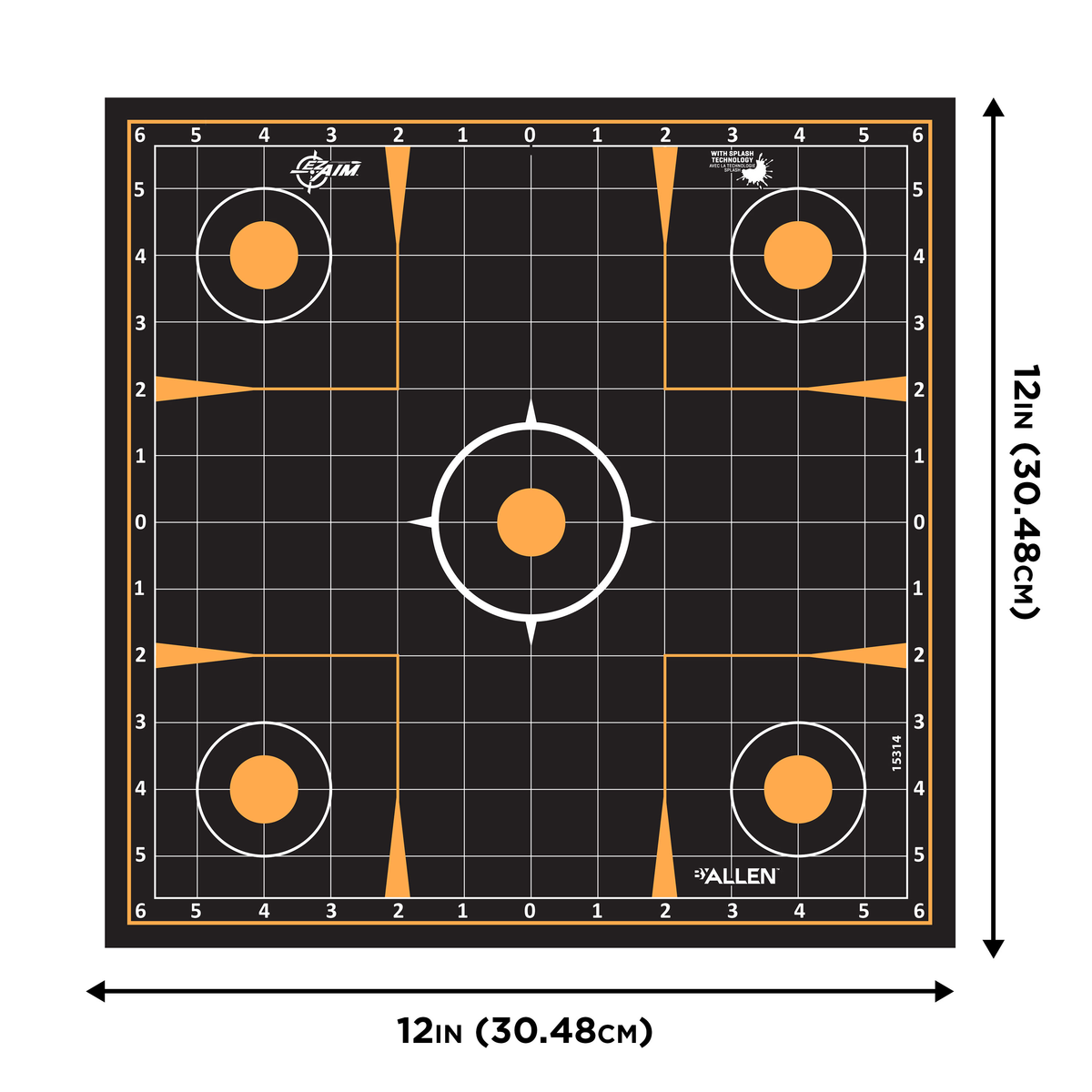 EZ-Aim Splash Reactive 12x12" Self-Adhesive Sight-In Grid Paper Target - 10 Pack — view 2