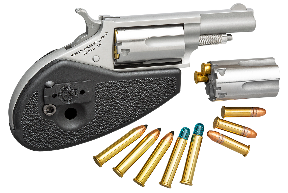 NAA 22MCHG Mini-Revolver 22 LR/22 WMR 1.63" 5rd SAO Stainless Steel, Black Synthetic Holster Grip — view 2