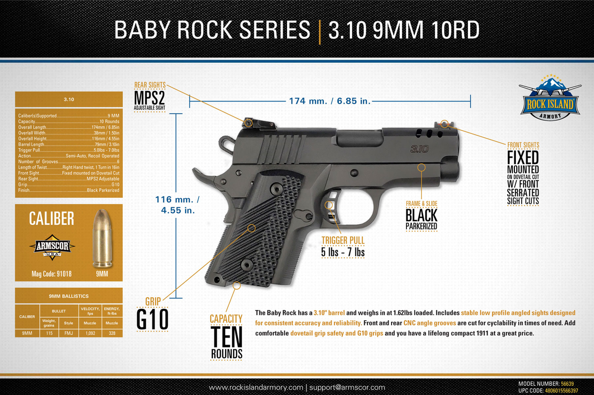 Armscor Rock Island BBR Compact 9mm Luger 3.10" 10+1 Semi-Auto Pistol — view 2