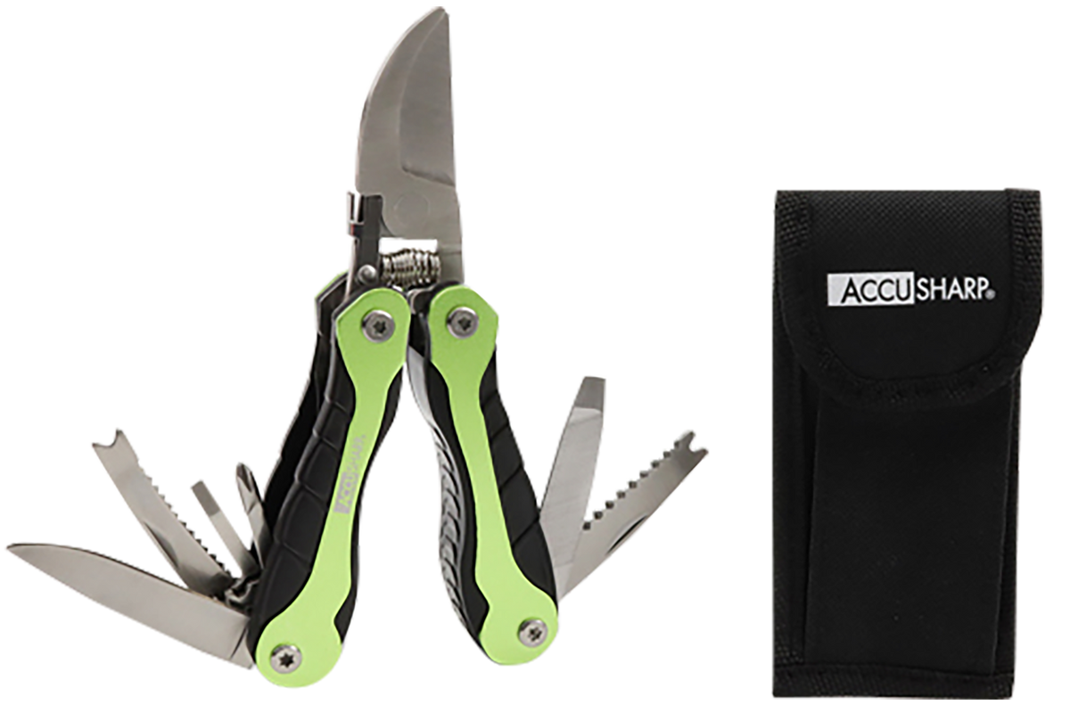 Accusharp 084C Gardener's Multi-Tool Black/Green Folding Plain Blade — view 2