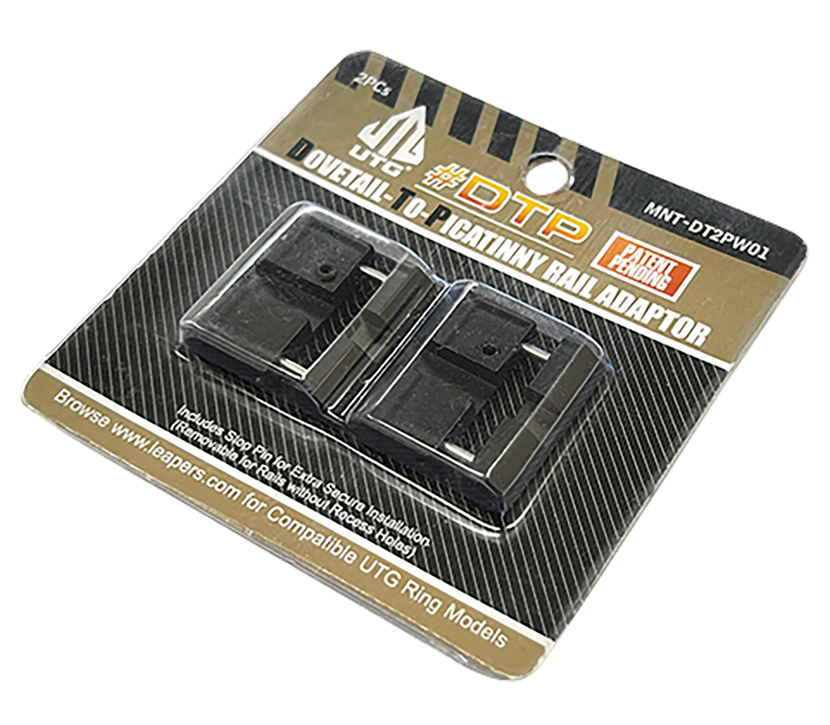 UTG Dovetail-to-Picatinny Snap-on Rail Adaptors 9-11mm 2/Pack Aluminum — view 2