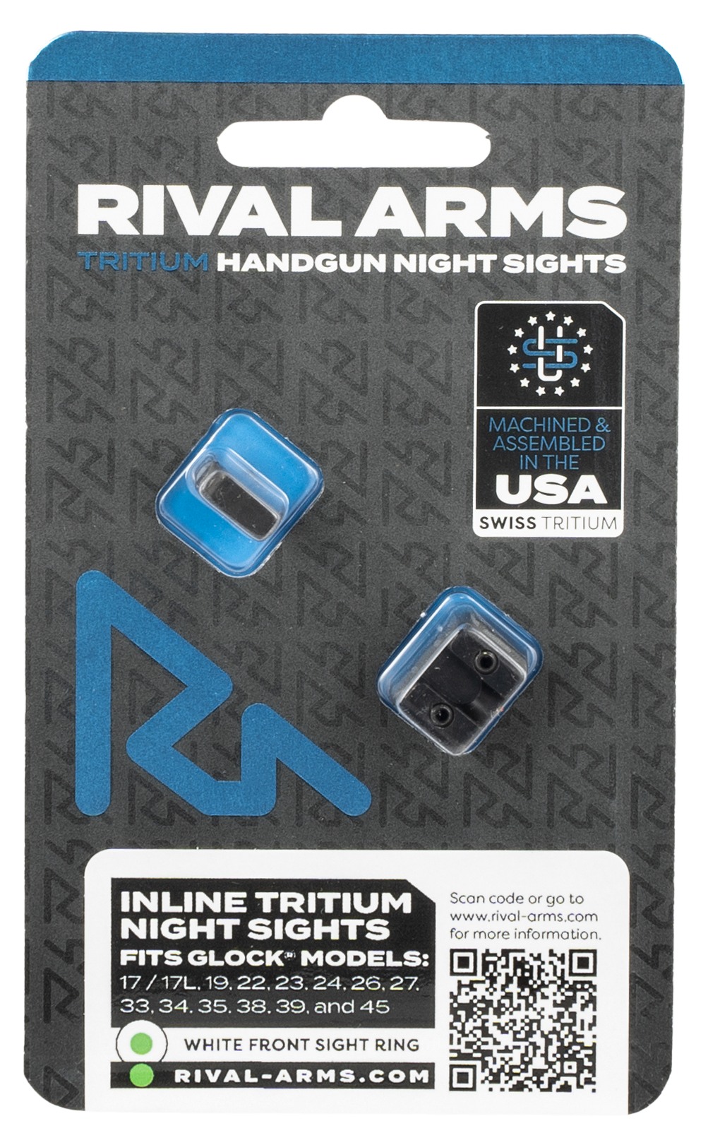 Rival Arms RA4B231G In-Line MOS Night Sights for Glock 17/19 Green Tritium White Outline — view 2