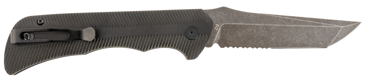 Templar Knife Auto Assist 3.50" Folding Tanto Part Serrated D2 Steel Black Oxide Stonewashed Powder Coated Blade 4.25" Aged Aluminum Handle — view 2