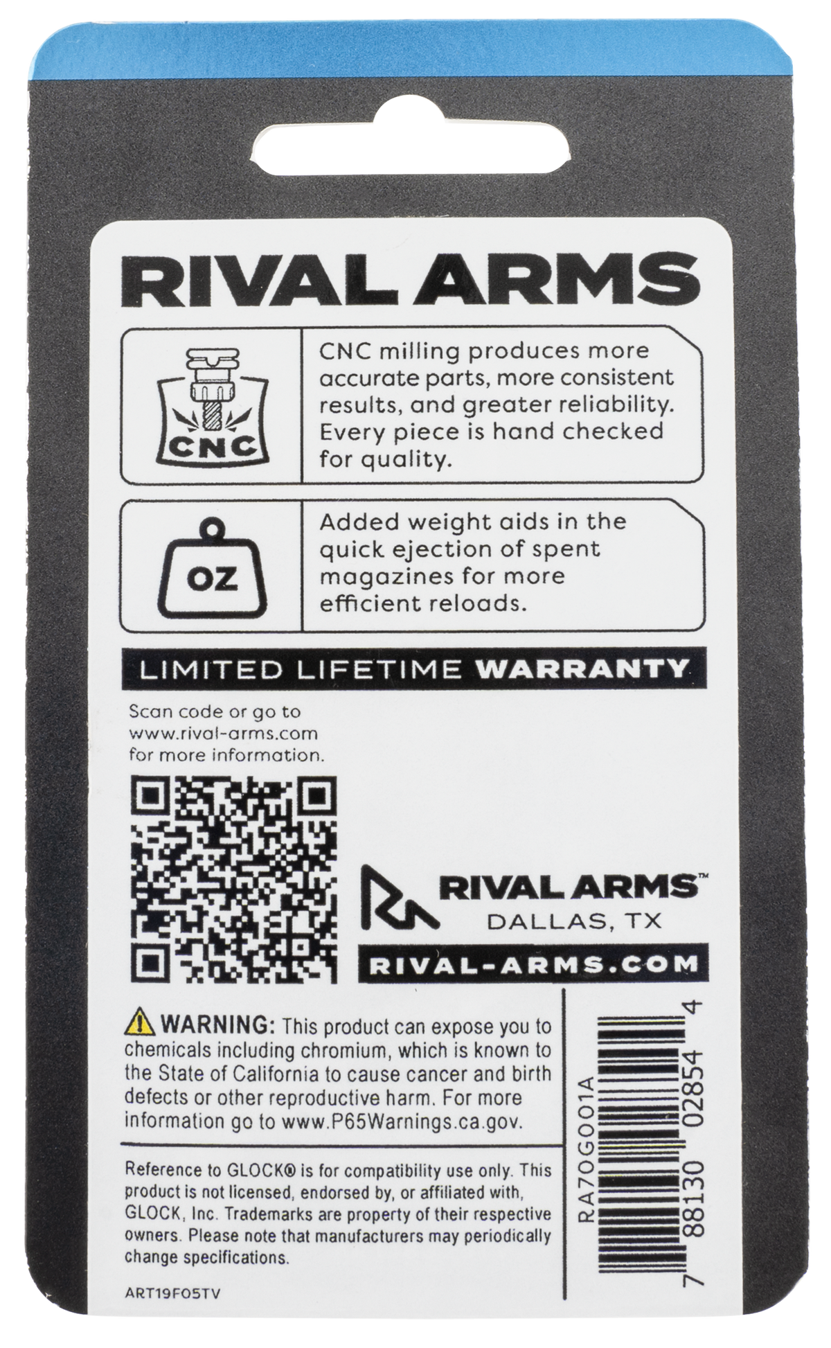 Rival Arms RA70G001A Mag Baseplate 9mm Luger/40 S&W/357 Sig Black Anodized Aluminum for Glock — view 2