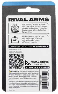 Rival Arms RA70G001A Mag Baseplate 9mm Luger/40 S&W/357 Sig Black Anodized Aluminum for Glock — view 2