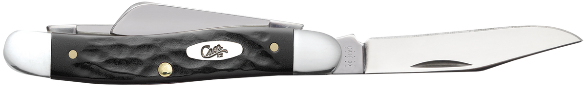 Case Medium Stockman 3-Blade 2.57"/1.88"/1.71" Folding Knife - Clip Point/Sheepsfoot/Spey - Rough Black Synthetic — view 2