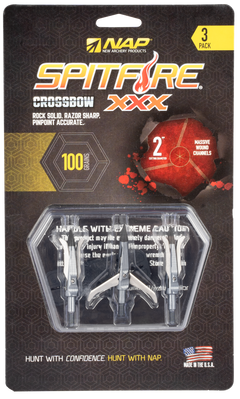 NAP Spitfire XXX 100gr 2" Cut 3-Blade Mechanical Crossbow Broadhead - 3 Pack — view 2