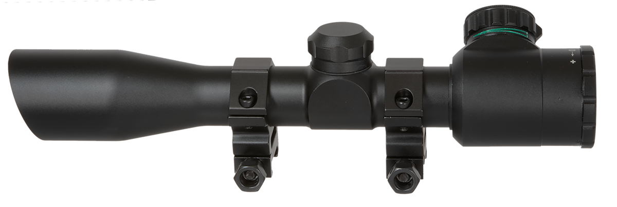 TruGlo 4x32mm Compact Crossbow Scope Illuminated Red/Green BDC Reticle - Black Matte w/ Rings — view 2