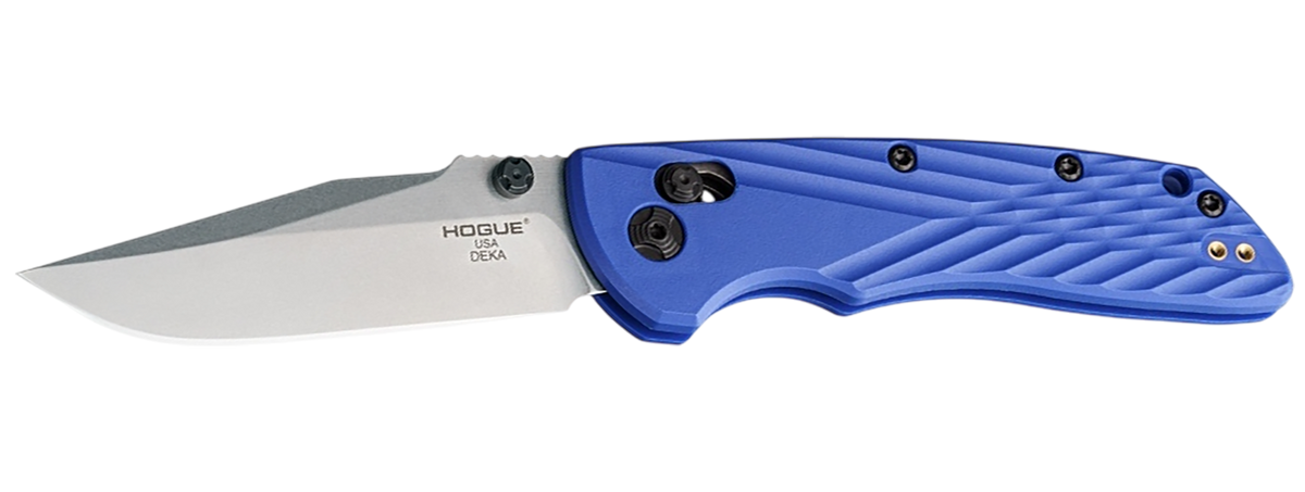 Hogue Deka 3.25" Clip Point Folding Knife - CPM MagnaCut Plain Edge / Blue Polymer — view 2