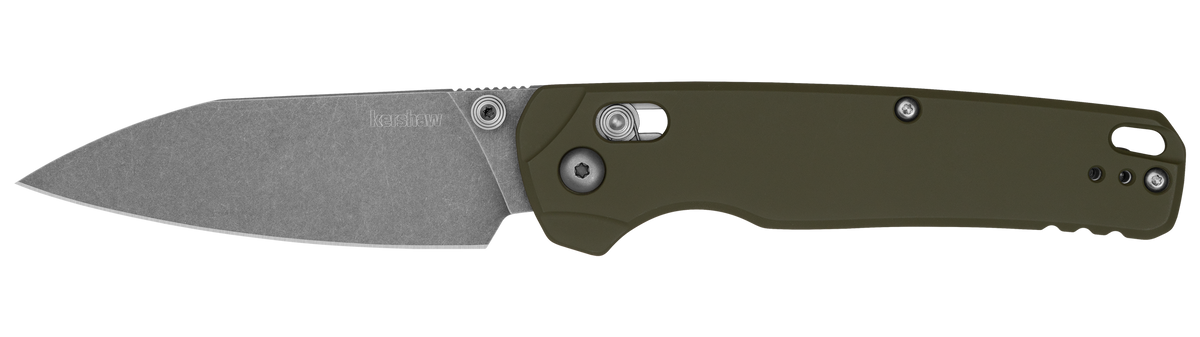Kershaw Bel Air XL 3.4" Folding Reverse Tanto Plain CPM 3V Clear Cerakote - Olive Aluminum Handle — view 2