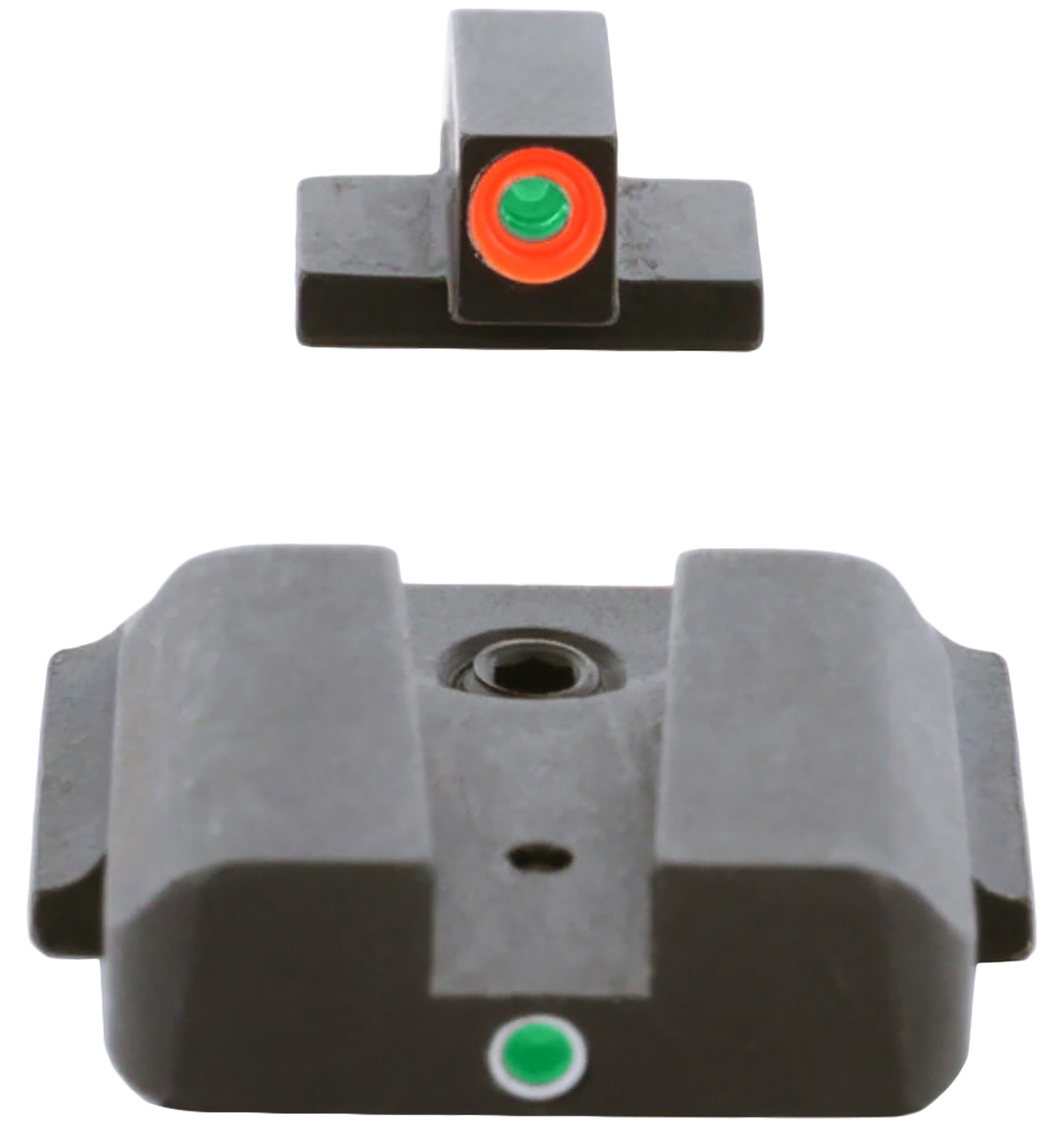 AmeriGlo SW245 i-Dot Night Sight Set for S&W M&P Shield - Green Tritium Orange Outline Front / Green Tritium Rear — view 2
