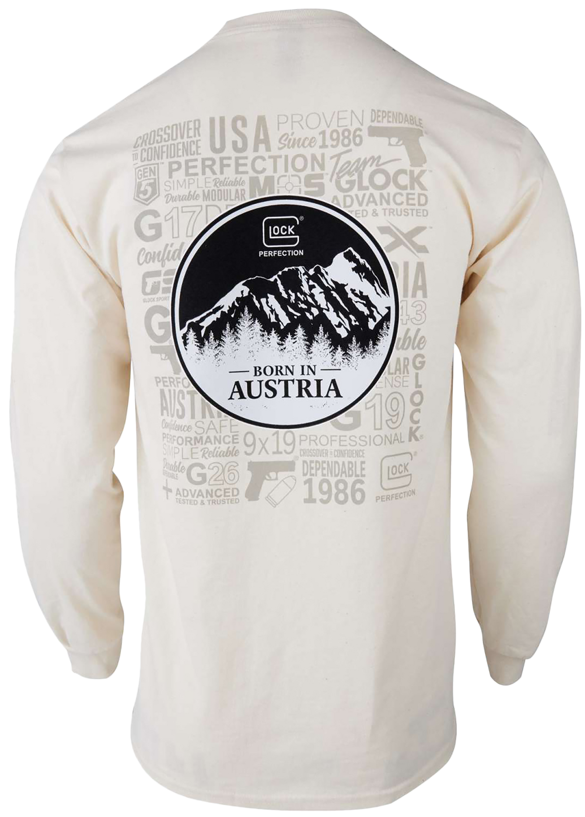 Glock Born In Austria Tan Long Sleeve T-Shirt XL — view 2