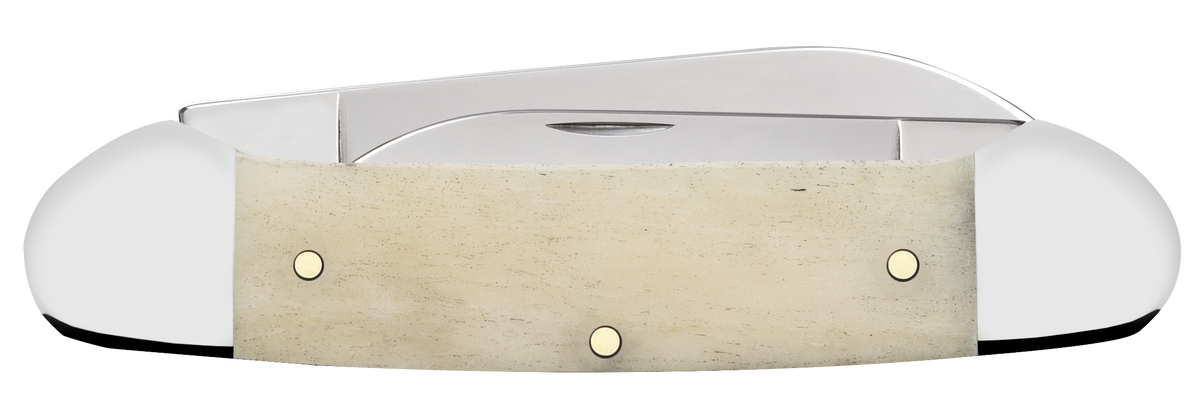 Case Canoe 11023 3.63" Folding Pocket Knife 2-Blade Pen/Spear Plain Edge Smooth Natural Bone — view 2