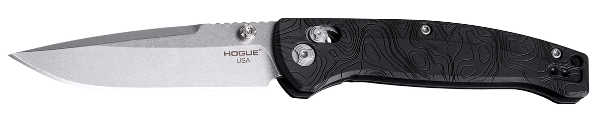 Hogue Mysto 3.40" Folding Clip Point Plain Edge Black Stonewashed CPM MagnaCut - Black Richlite Handle — view 2