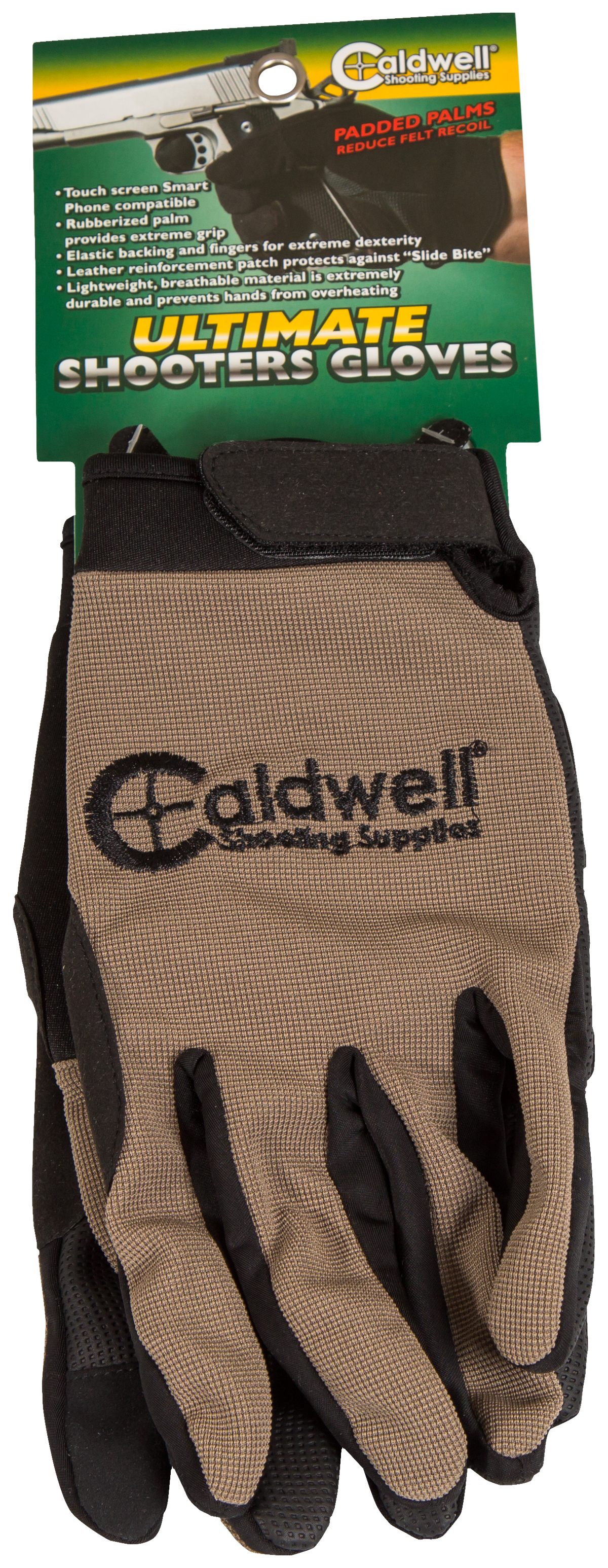 Caldwell Ultimate Shooting Gloves Tan Small/Medium Velcro — view 2