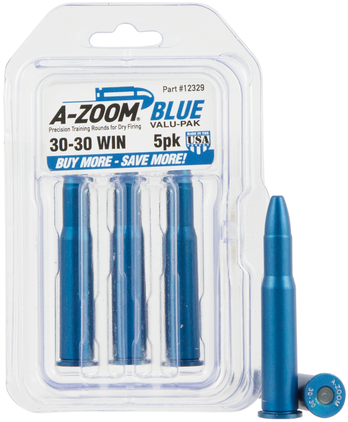 A-Zoom 12329 Rifle Blue Snap Caps 30-30 Win 5-Pack Dummy Rounds — view 2