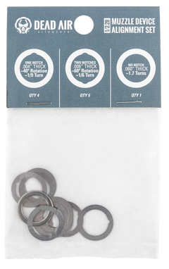 Dead Air DA001 Shim Kit 1/2x28 - 3 Thicknesses (.004", .006", .060") — view 2