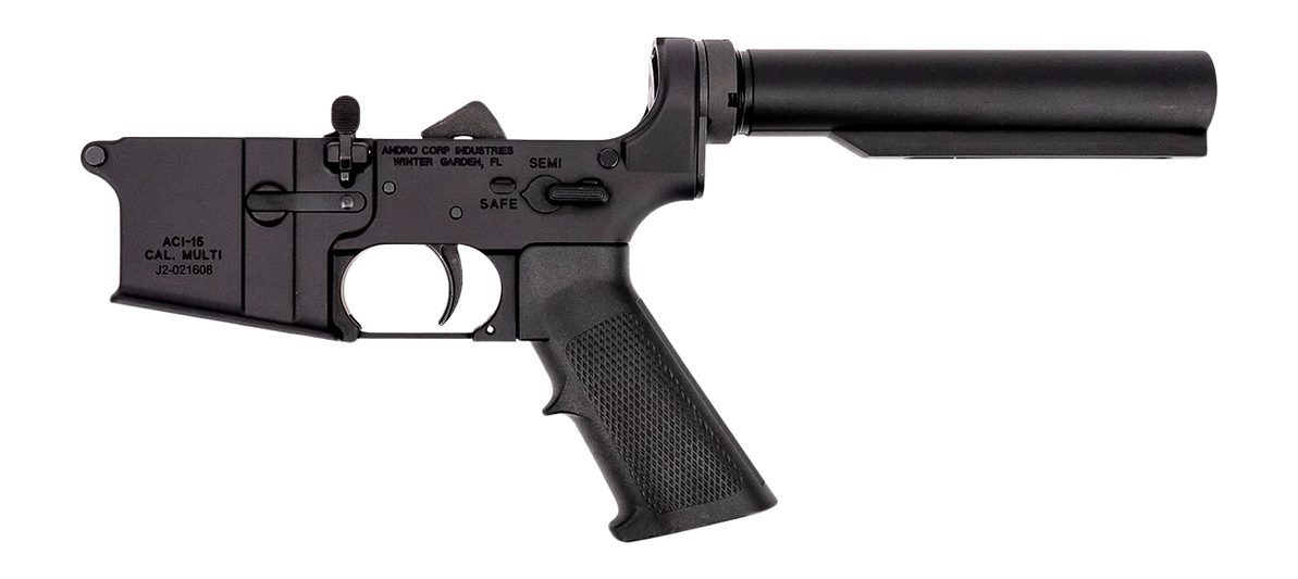 Andro Corp Industries ACI-15 Partial M4 7075 Aluminum Black Anodized Lower Receiver — view 2