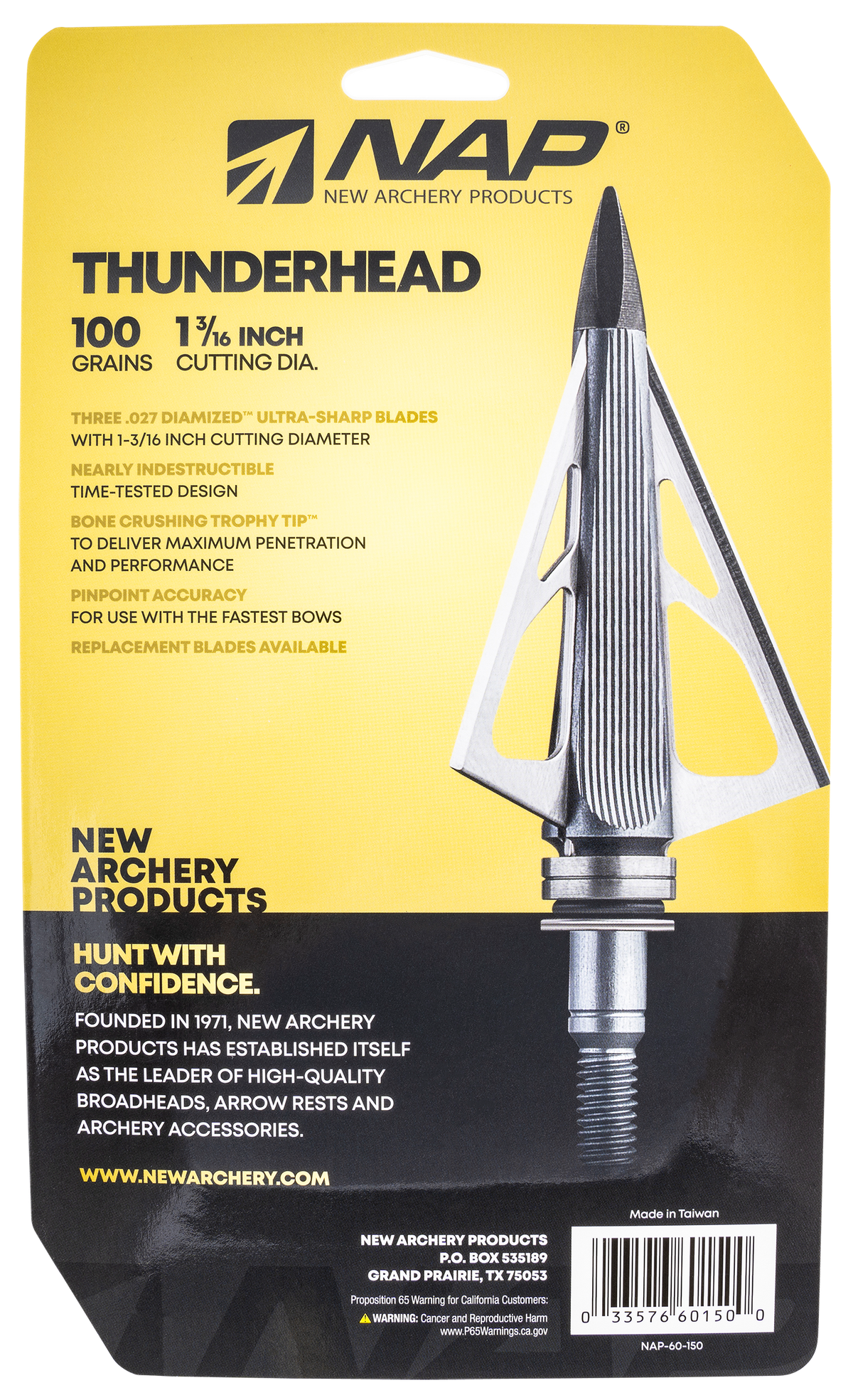 NAP Thunderhead Fixed Broadhead 100gr 3-Blade 5 Pack — view 2