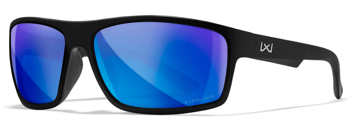 Wiley X WX Peak XL CAPTIVATE Polarized Blue Mirror Lens Matte Black Frame Safety Glasses — view 2