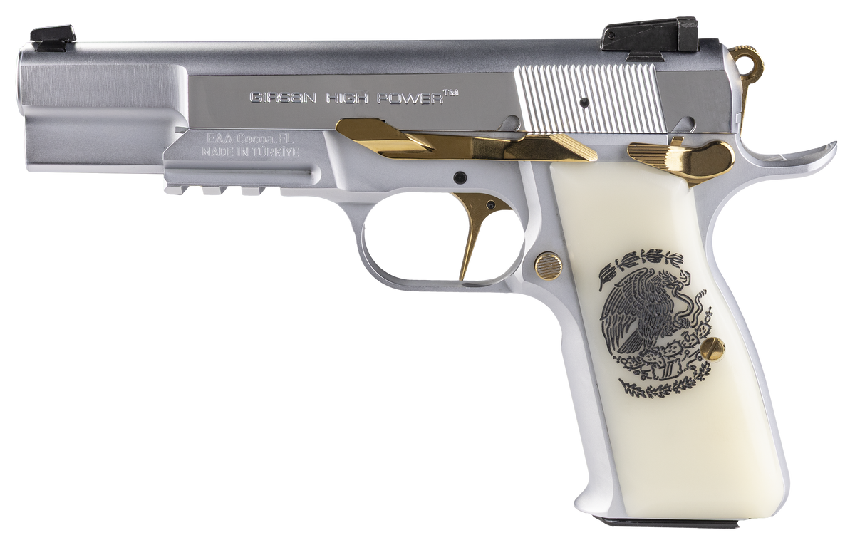 EAA Girsan MCP 35 Liberador 9mm Luger 4.87" 15+1 Semi-Auto Pistol - Gold Controls, Pearl Engraved Grips — view 2