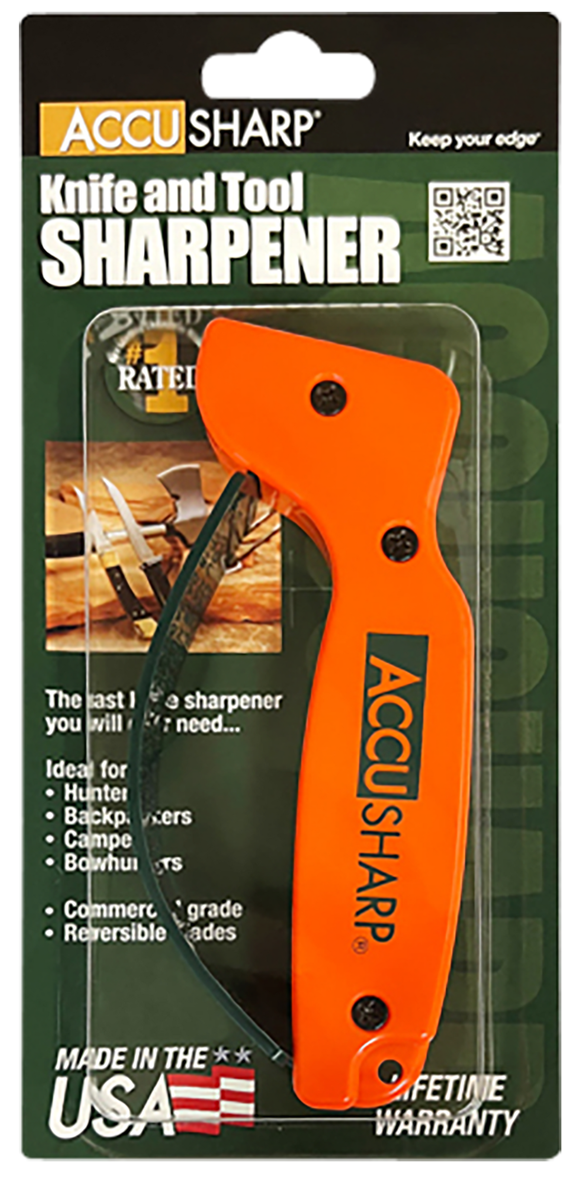 AccuSharp 014C Hand-Held Tungsten Carbide Knife & Tool Sharpener Orange — view 2