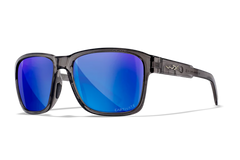 Wiley X Trek M/L Blue Mirror Lens Polycarbonate Gloss Crystal Dark Gray Frame Safety Glasses — view 2