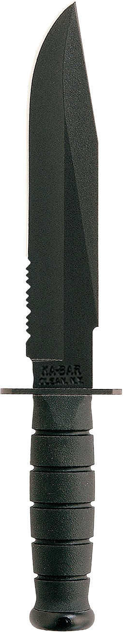 Ka-Bar 1271 Fighter 8" Clip Point Part Serrated 1095 Cro-Van Black Kraton G Handle Fixed - Leather/Nylon Sheath — view 2