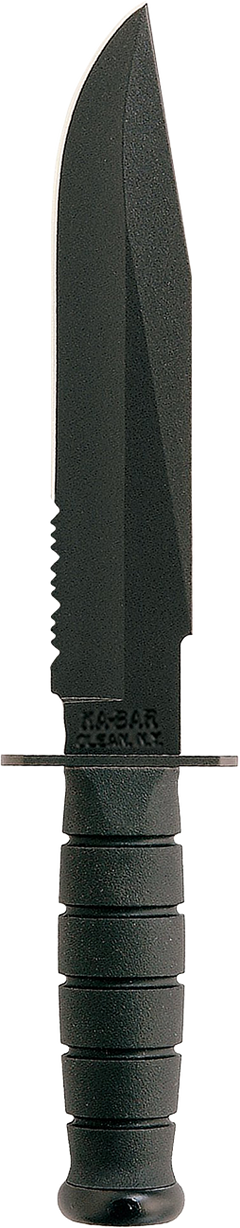 Ka-Bar 1271 Fighter 8" Clip Point Part Serrated 1095 Cro-Van Black Kraton G Handle Fixed - Leather/Nylon Sheath — view 2