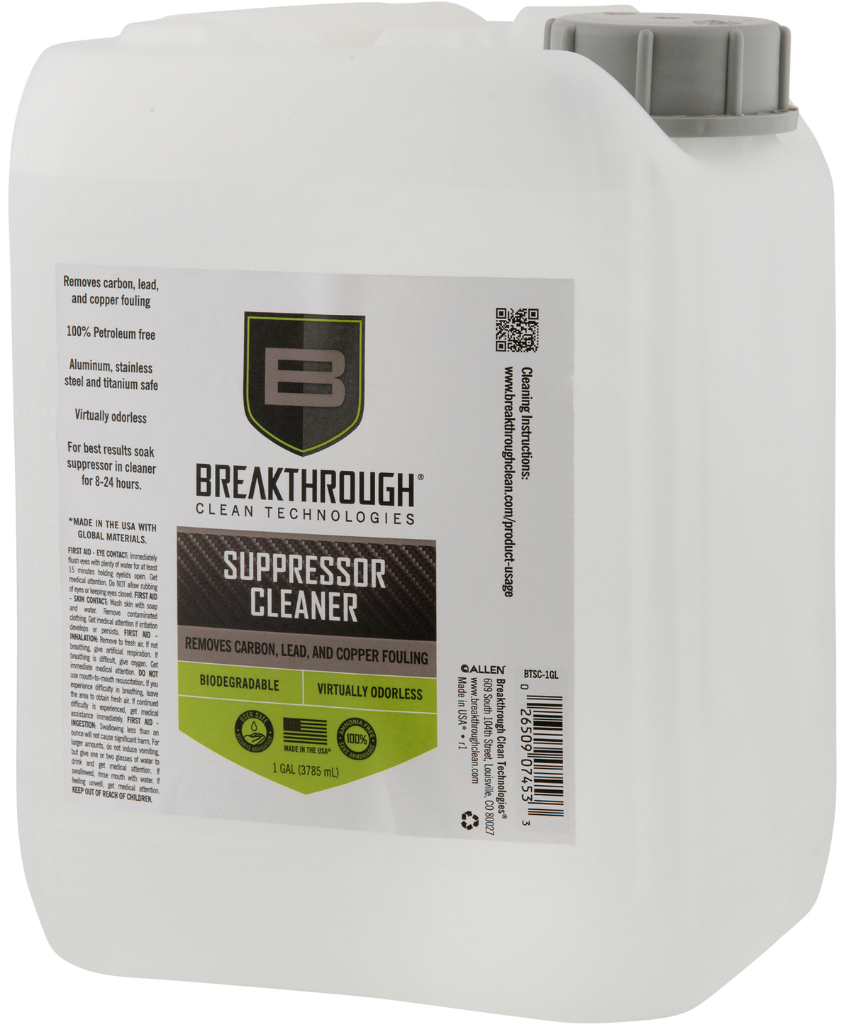 Breakthrough Clean Suppressor Cleaner 1 Gallon - Water-Based, Ammonia-Free — view 2