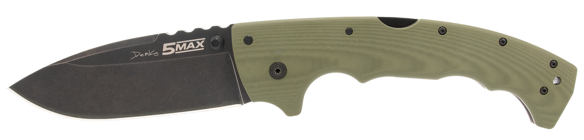 Cold Steel 5-Max 5" Folding Drop Point Plain S35VN Stonewashed Blade OD Green G10 Handle — view 2