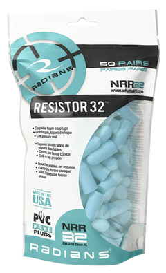 Radians Resistor FP70ABG/50 Foam Earplugs 32 dB NRR Aqua Blue Adult - 50 Pair — view 2