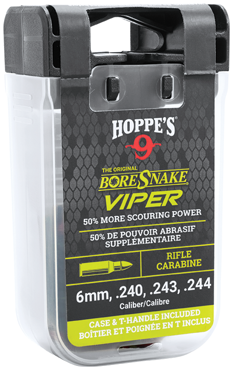 Hoppes BoreSnake Viper 6mm/.243 Rifle Bore Cleaner w/ Den - Bronze Bristle — view 2