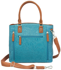 Kingport Industries GTM-51TLD Town Tote Turquoise Tooled Cowhide Concealed Carry Bag — view 2
