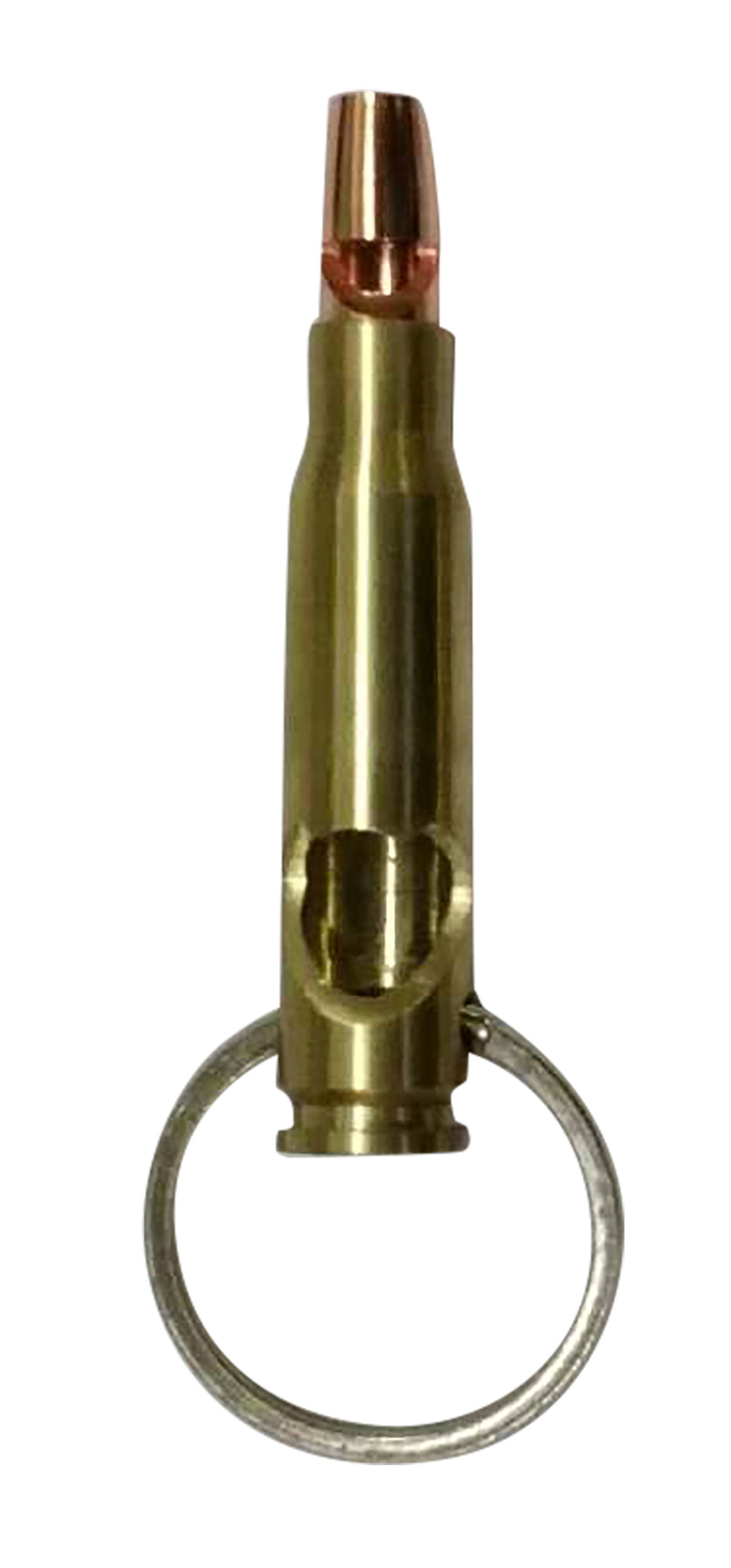 Caliber Gourmet Bottle Opener/Whistle Gold Fired Shell Casing Keychain — view 2