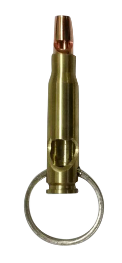 Caliber Gourmet Bottle Opener/Whistle Gold Fired Shell Casing Keychain — view 2