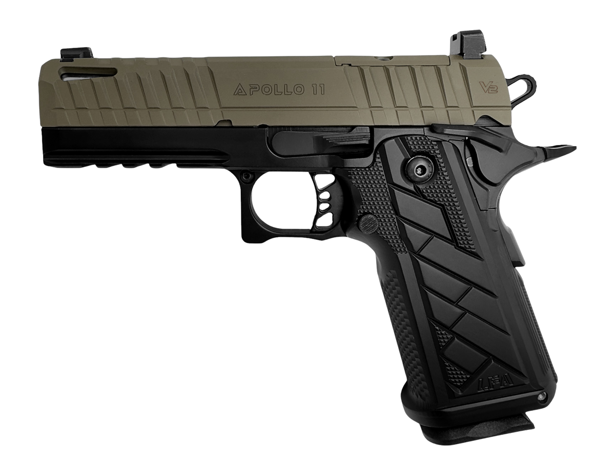 Live Free Armory Apollo 11 V2 Compact 9mm Luger 4.15" 18+1 Semi-Auto Pistol - FDE Slide/Black Frame — view 2
