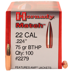 Hornady 2279 Match .22 Cal .224 75 gr Boat Tail Hollow Point - 100/Box — view 2