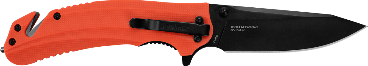 Kershaw 8650 Barricade 3.5" Folding Drop Point Plain Black Oxide Orange GFN — view 2