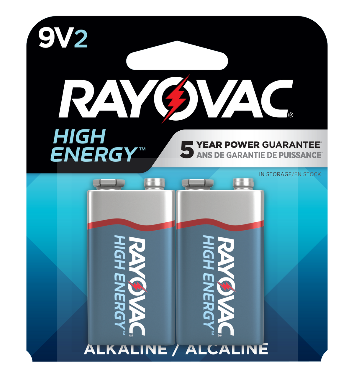 Rayovac High Energy 9V Alkaline Batteries (2-Pack) - Silver / Blue — view 2