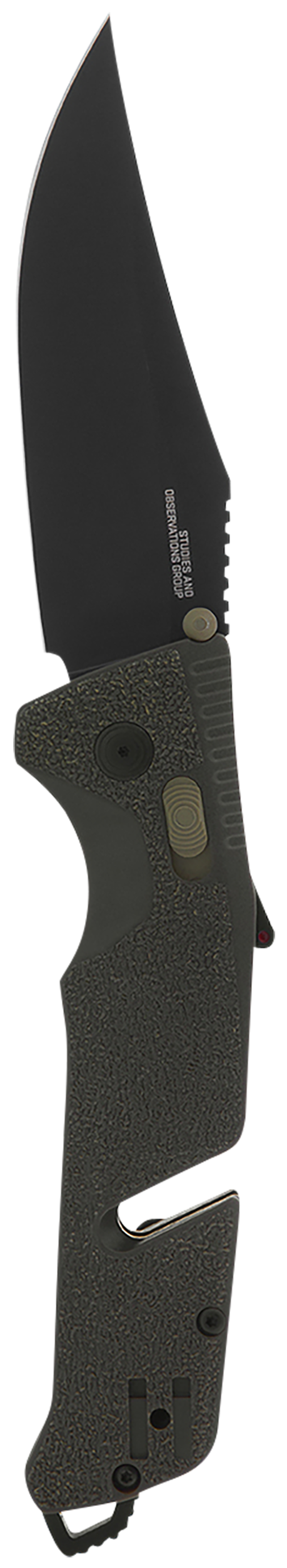 S.O.G Trident AT 3.70" Folding Clip Point Plain Cryo D2 Steel OD Green GRN Handle — view 2