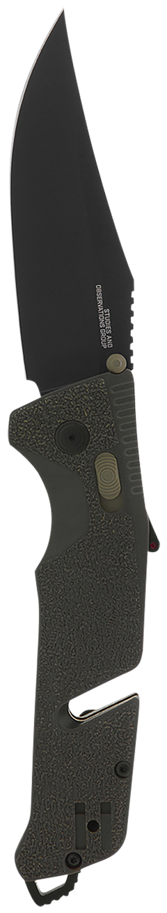 S.O.G Trident AT 3.70" Folding Clip Point Plain Cryo D2 Steel OD Green GRN Handle — view 2