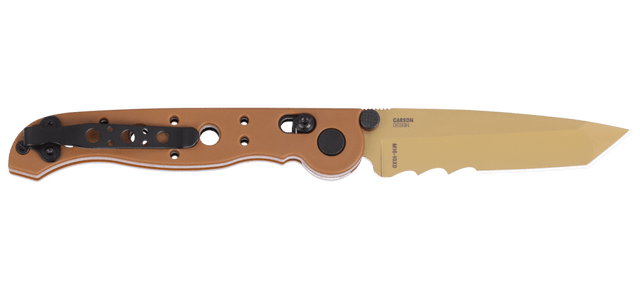 Columbia River M16-10XD 3.03" Folding Tanto Veff Serrated 8Cr14MoV Titanium Nitride Desert Tan GRN Crossbar Lock Knife — view 2