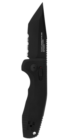 S.O.G SOG-TAC Auto Compact 2.94" Folding Tanto Part Serrated Black TiNi D2 Aluminum Handle — view 2