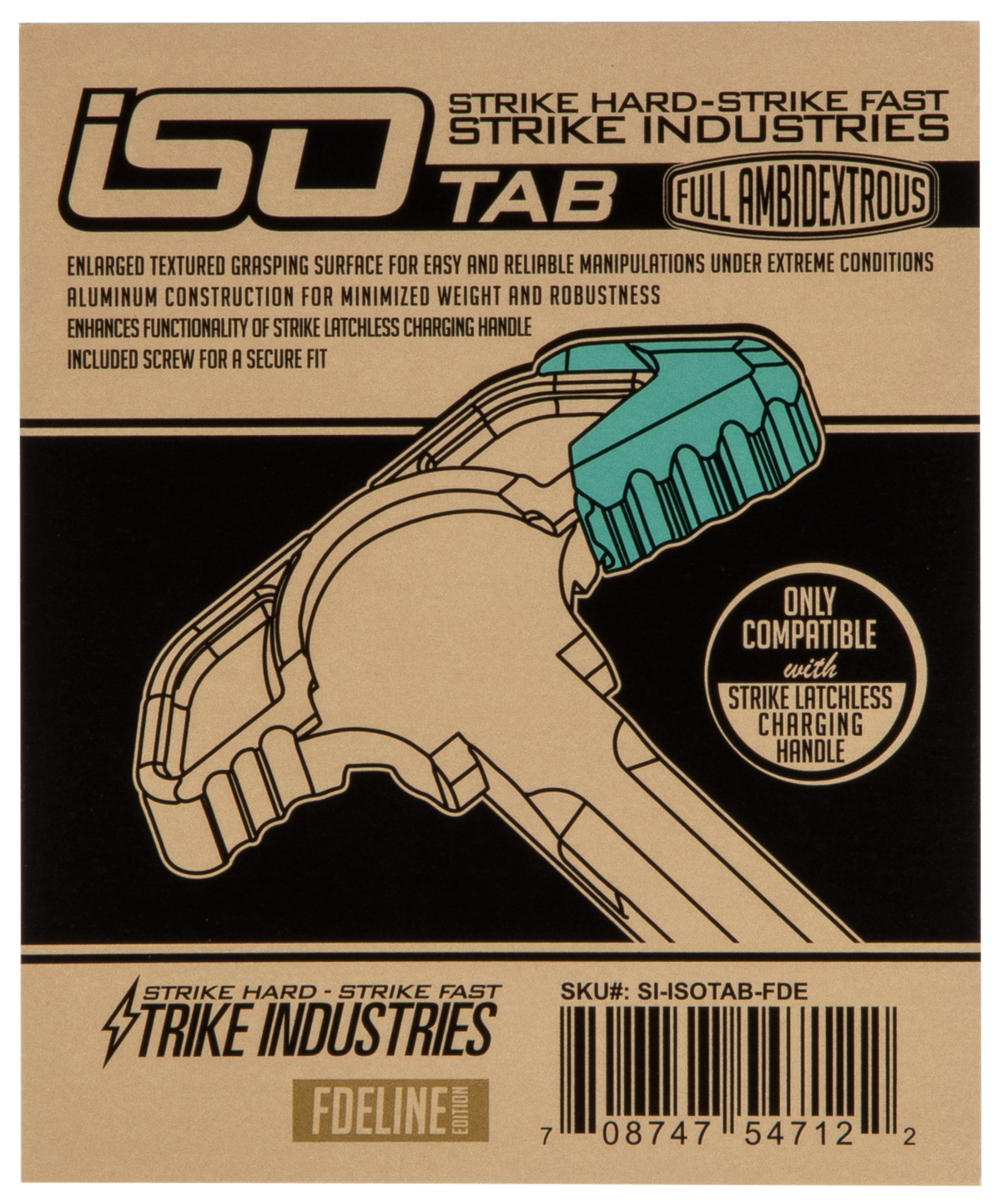 Strike Industries ISO Tab AR-15 Flat Dark Earth Aluminum Charging Handle Extension — view 2